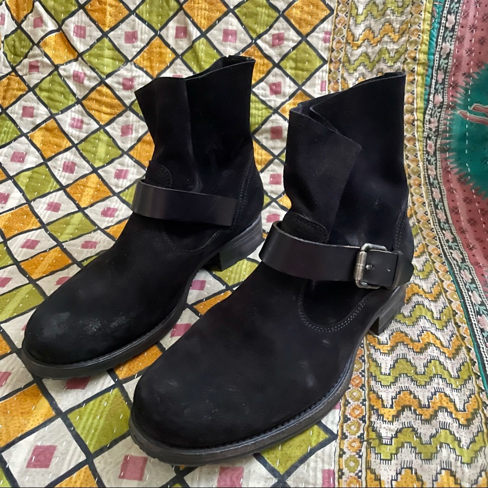 n.d.c black suede biker boot